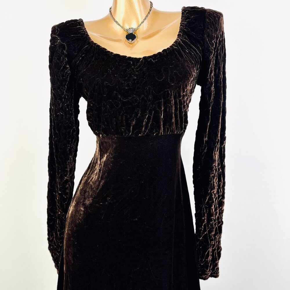 Vintage 90s goth cocktail formal velvet mini dress - Picture 2 of 8
